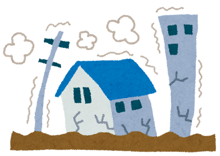地震で家が揺れるイラスト